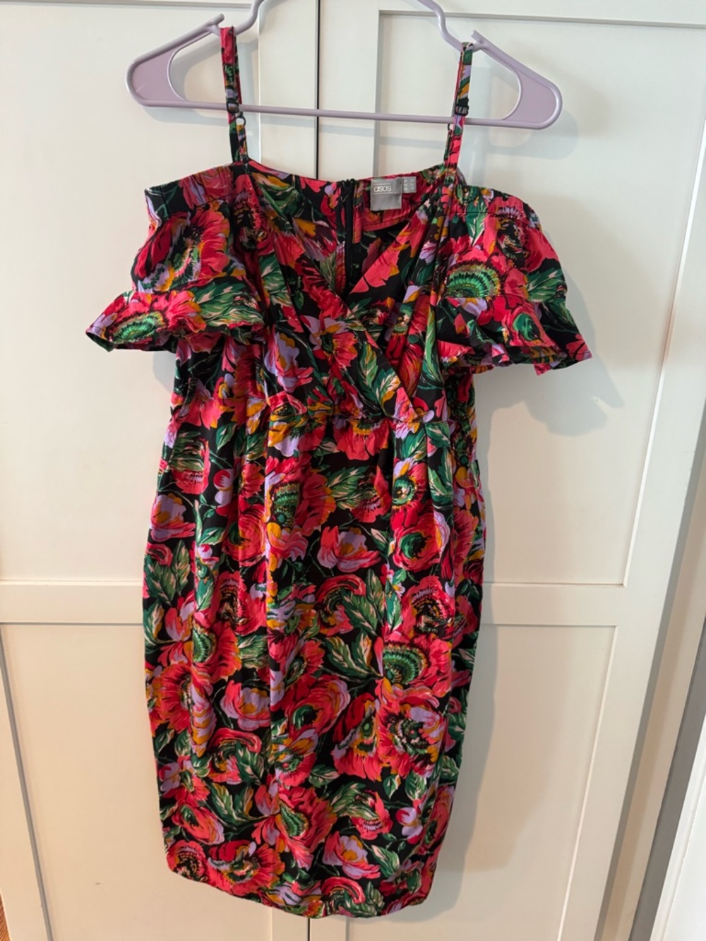 Bright Floral Cold-Shoulder Dress